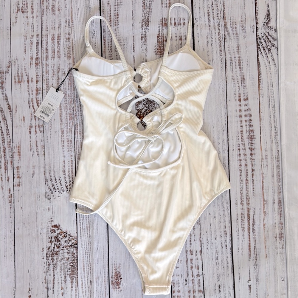 Shade & Shore Double Ring Ribbed One Piece Swimsuit Small NWT - Picture 11 of 12